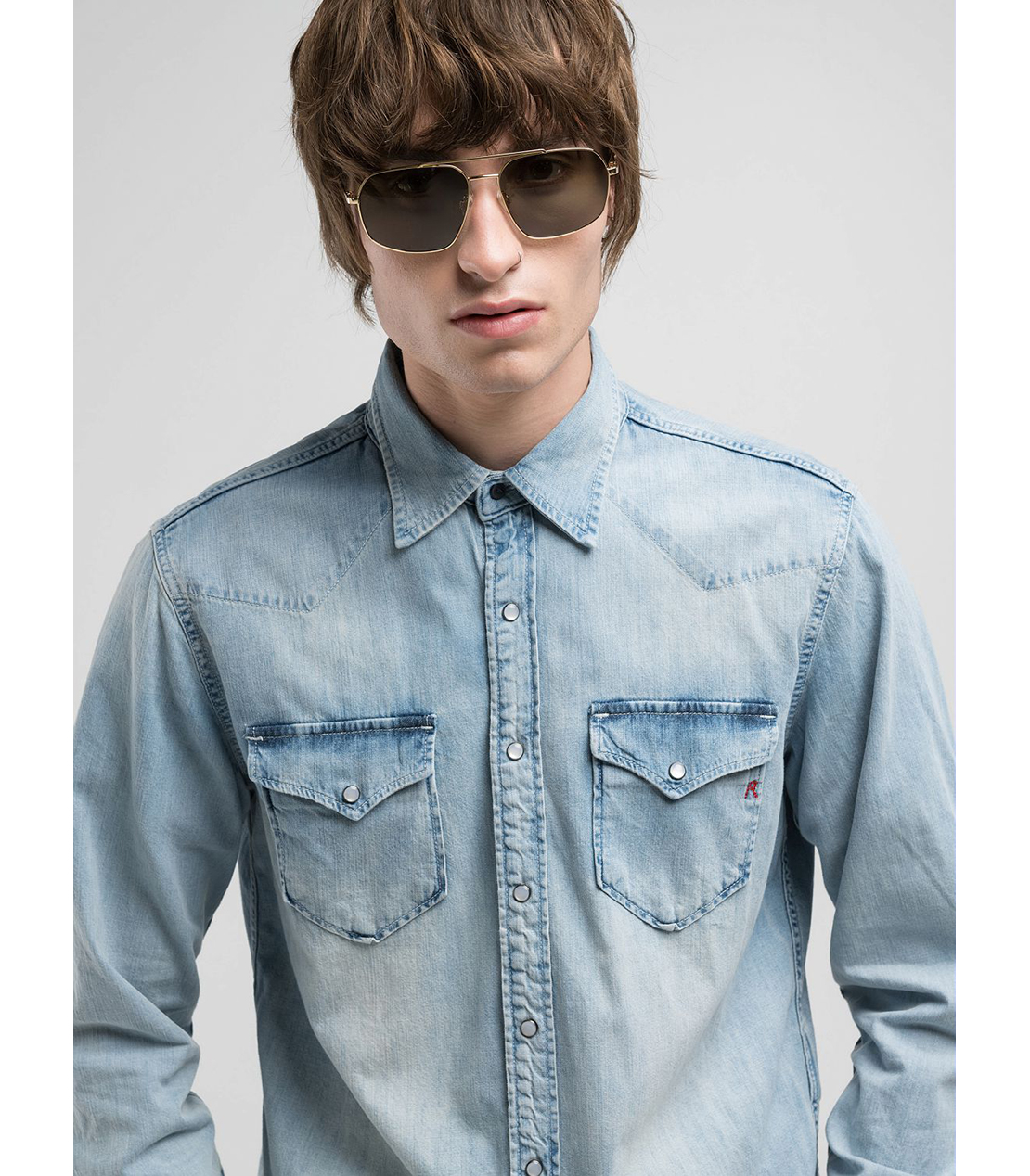 R刺繍入りウエスタンデニムシャツ 詳細画像 ライトブルー 4